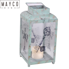 Mayco Romantic Decorative Vintage Metal Frame Patterned Garden Hanging Glass Candle Lanterns